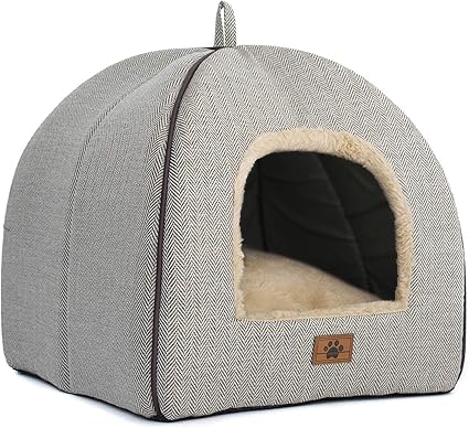 Windracing Cat Bed For Indoor Cats - Cat Cave Bed Cat House Cat Tent With Removable Washable Cushioned Pillow, Soft And Self Warming Kitten Beds,Cat Beds & Furniture, Pet Bed (Large, Beige)