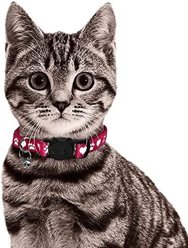 Reflective Cat Collar With Bell, Set Of 6, Solid & Safe Collars For Cats, Nylon, Mixed Colors, Pet Collar, Breakaway Cat Collar, Free Replacement (Mixed)