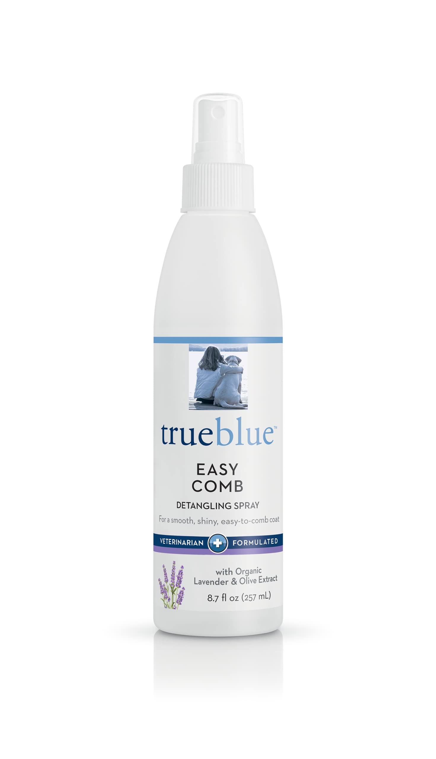 Trueblue Lavender & Olive Extract Easy Comb Dog Hair Detangling Spray – Detangles, Conditions Coats For Dogs, Puppies, Cats – Moisturizing, Toxin Free, Natural Botanical Blend – 8.7 Fl. Oz.
