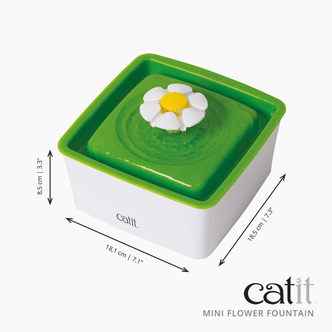 Catit 2.0 Mini Flower Drinking Fountain – Cat Water Fountain With Triple Filter And Ergonomic Drinking Options,Green