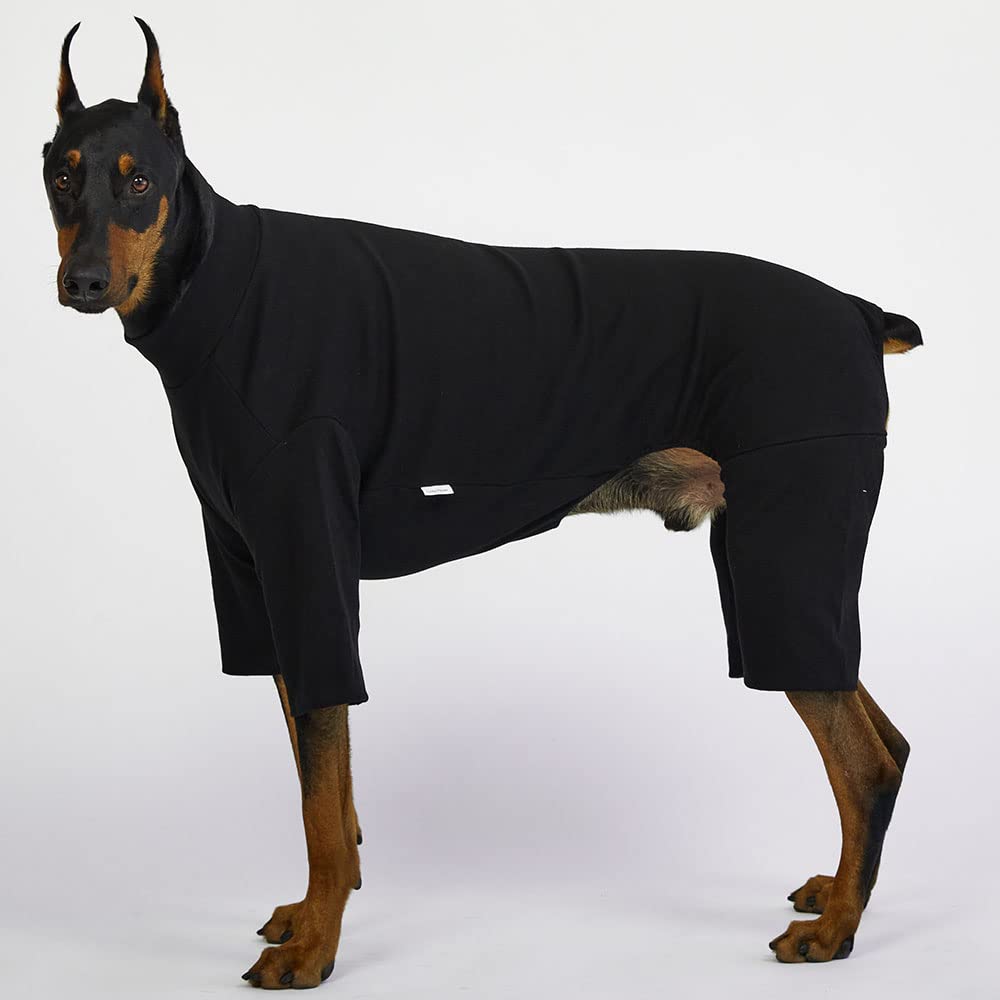 Lucky Petter Small Dog Pajamas - Stretchable Dog Onesie Bodysuit Jumpsuit (4X-Large, Basic Black)
