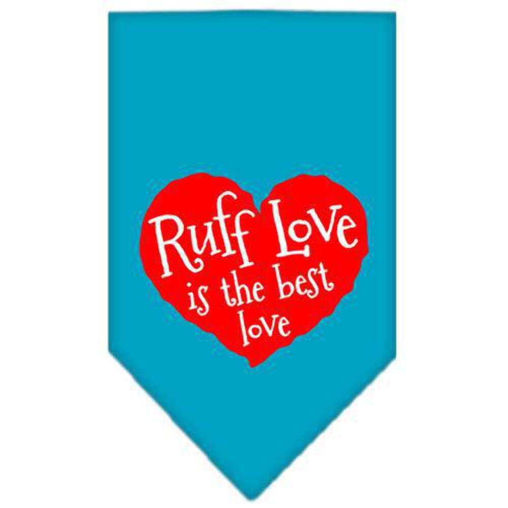 Mirage Pet Products Ruff Love Screen Print Bandana for Pets, Large, Turquoise