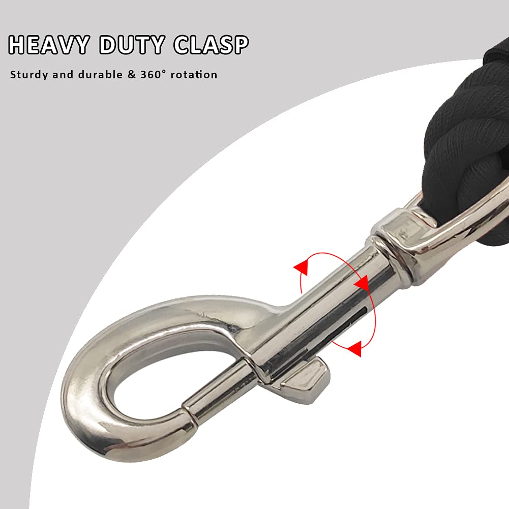 Btinesful Heavy Duty Cotton Rope Dog Leash 10 Ft, Strong Lead Soft Handle Pet Traction For Large Medium Animals Hiking, Camping, Exploring, Walking(1/2' X 10Ft, Black)