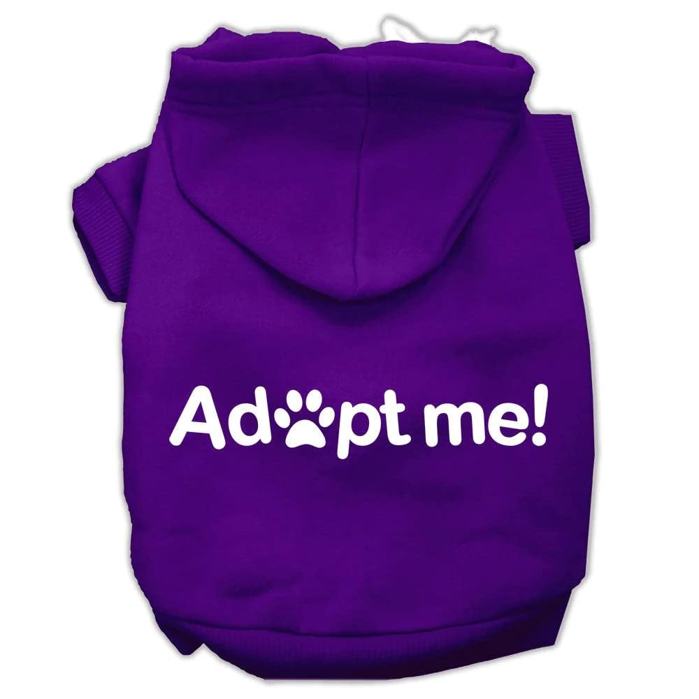 Pet, Dog & Cat Hoodie Screen Printed, 'Adopt Me' Black Xl (14-20 Lbs.)