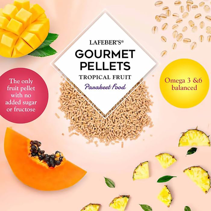 LAFEBERS Tropical Fruit Gourmet Pellets Pet Bird Food, No Added Sugar, Made with Non-GMO and Human-Grade Ingredients, for Parak