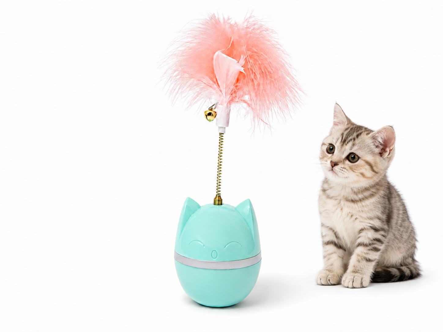 Yellowcult Interactive Cat Teaser Toys For Indoor Cats Kitten Feather Wand SelfPlay Tumbler Toy For Bored Cats, Weight Loss Los
