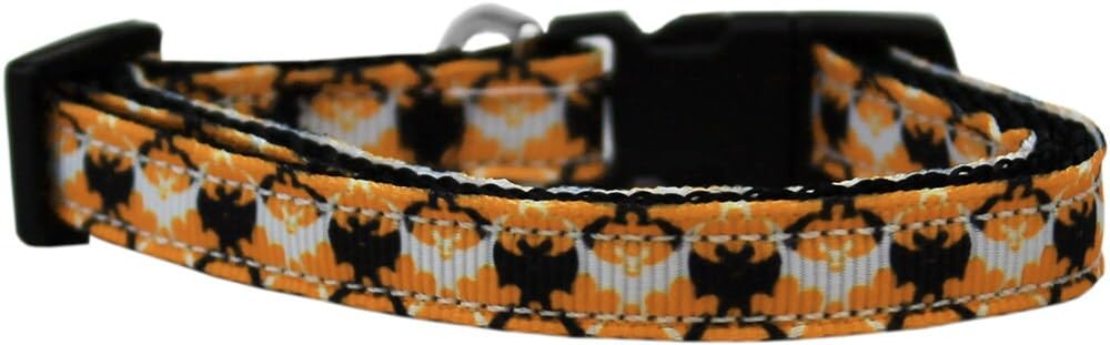 Halloween Pet Dog & Cat Nylon Collar or Leash, &quot;Bat Argyle&quot; MD Collar