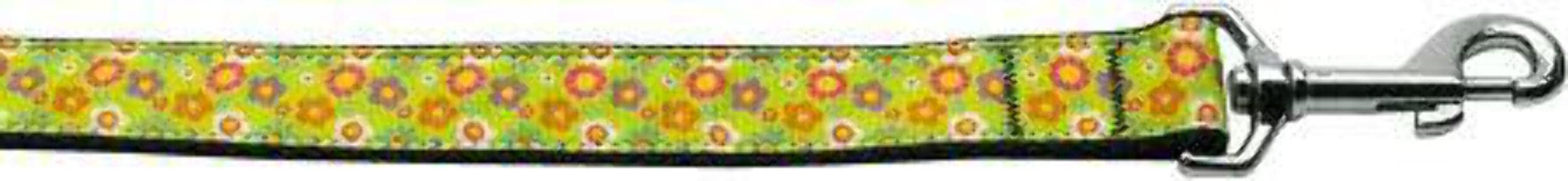 Mirage Pet Products Lime Spring Flowers Nylon Dog Leash 5/8 inch Wide 4ft Long