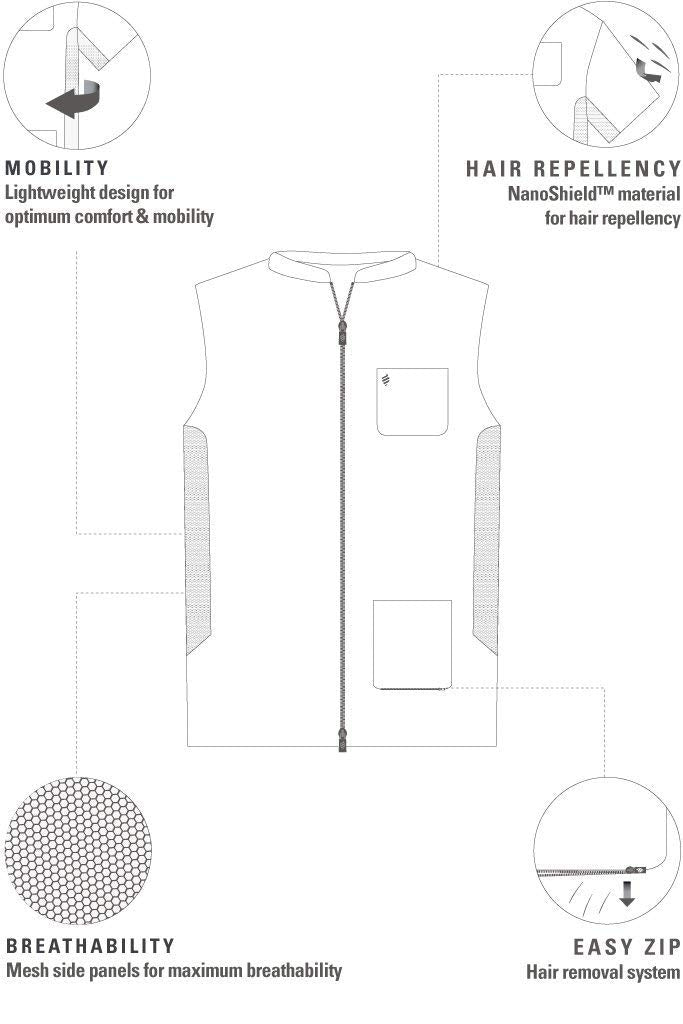 Barber Strong The Barber Vest, Men'S Gray, Hair Repellent, Ultra Lightweight And Breathable Mesh Side Panels, Sleeveless, Featur