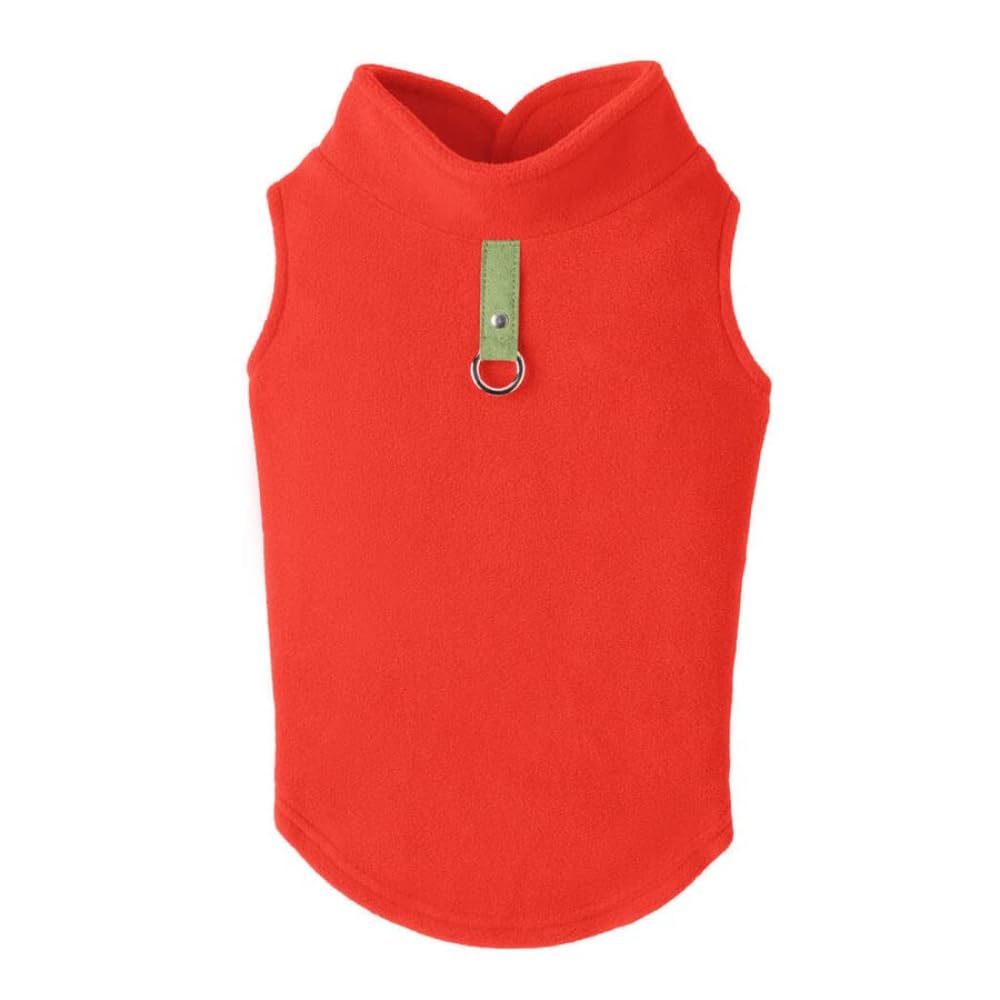 Gooby Fleece Vest Dog Sweater - Pumpkin, Medium - Warm Pullover Fleece Dog Jacket With O-Ring Leash - Winter Small Dog Sweater C