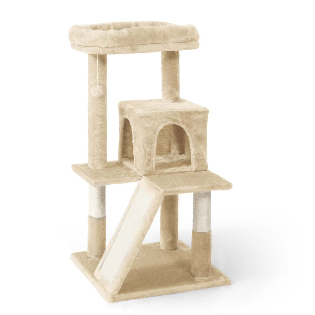Caphaus Cat Tower For Indoor Cats, Modern Cute 37-Inch Small Cat Tree With Widened Perch For Large Cats Kittens, Multi-Level Cat