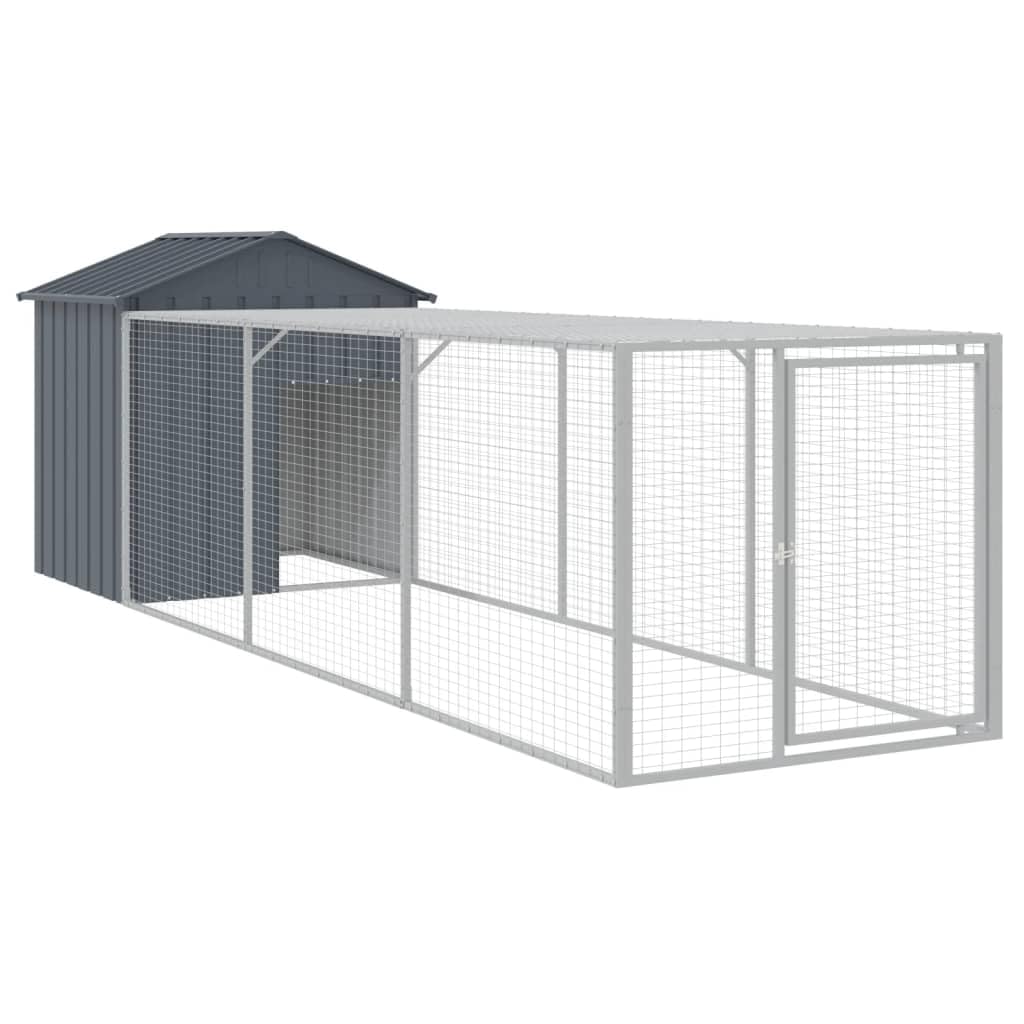vidaXL Chicken Cage with Corral Galvanized Steel Grey 117x1019x123 cm