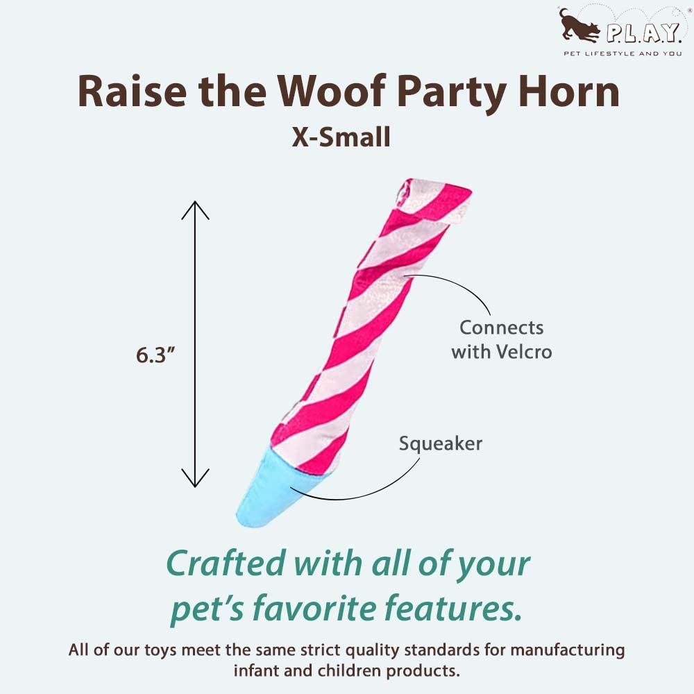 P.L.A.Y. Cute Plush Dog Toys - Birthday Party Themed Durable Squeaker Chew Toy, Great For Puppies & Small, Medium, Large Dog - M