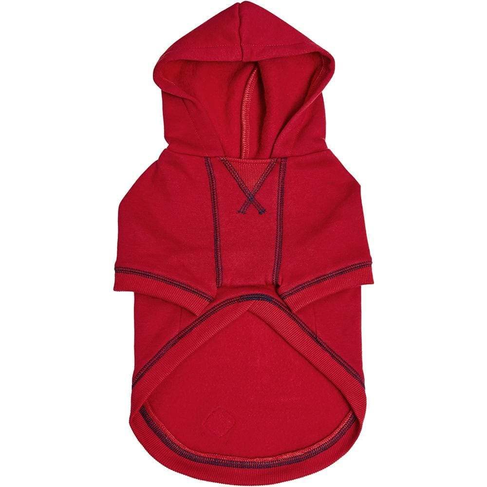 Blueberry Pet Essentials Soft & Comfy Better Basic Cotton Blend Dog Hoodie Sweatshirt In Red, Back Length 18', Pack Of 1 Jacket For Dogs