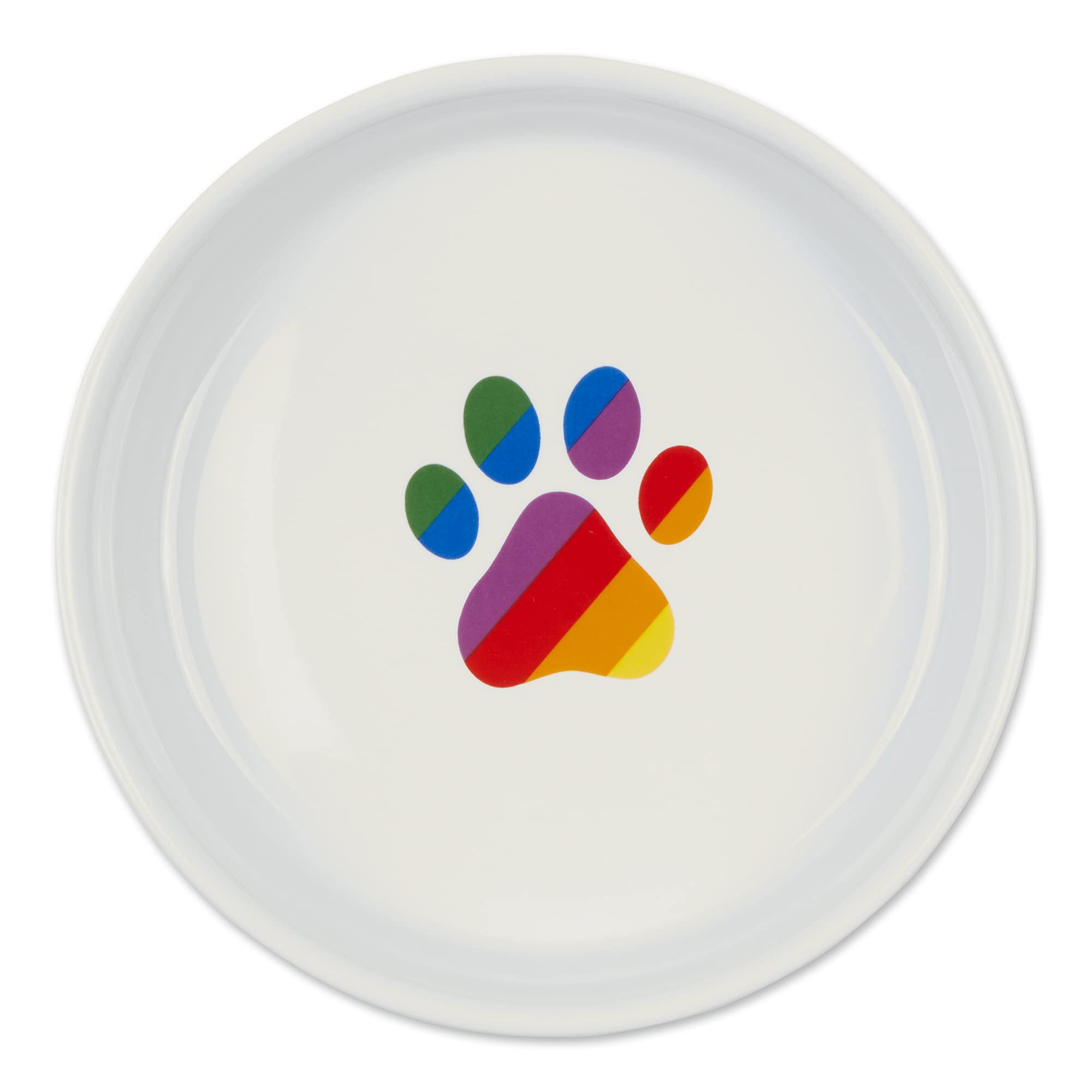 DII Pet Bowl Rainbow Paw, Large 7.5Dx2.4H (Set of 2)