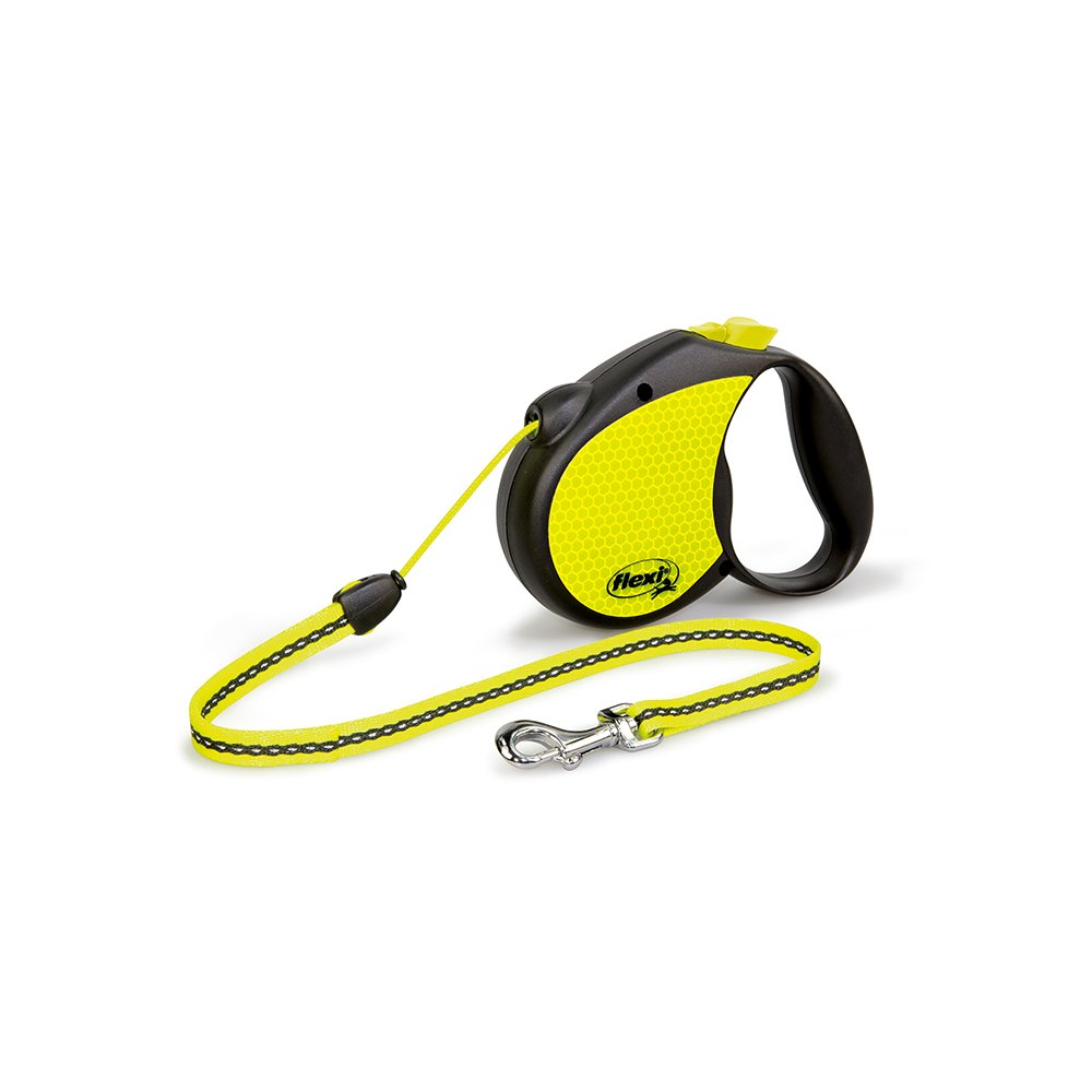 Flexi Neon Retractable Dog Leash (Cord) 16 Ft, Medium, Black/Neon Yellow