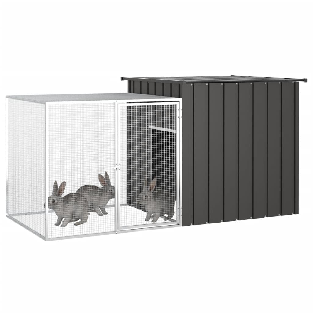 vidaXL Rabbit Cage for Indoor/Outdoor Use - Spacious Design with 78.7&quot;x35.8&quot;x39.4&quot; Dimensions, Galvanized Steel Construction, Anthracite