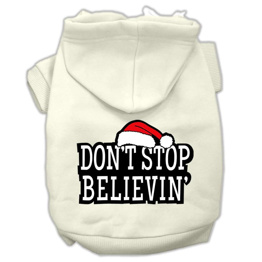 Christmas Pet Dog & Cat Hoodie Screen Printed, Don't Stop Believin Gray XL (14-20 lbs.)