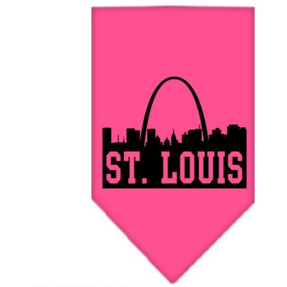 Pet and Dog Bandana Screen Printed, &quot;St. Louis Skyline&quot; Bright Pink Small