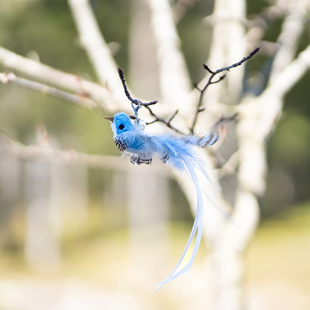 Leo'S Paw Interactive Bird Simulation Cat Toy Set Realistic & Colorful With Feathers & Bells On Wand Stimulating Real-Life Flyin