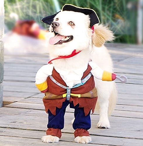 Idepet New Funny Pet Clothes Pirate Dog Cat Costume Suit Corsair Dressing Up Party Apparel Clothing For Cat Dog Plus Hat (Large)