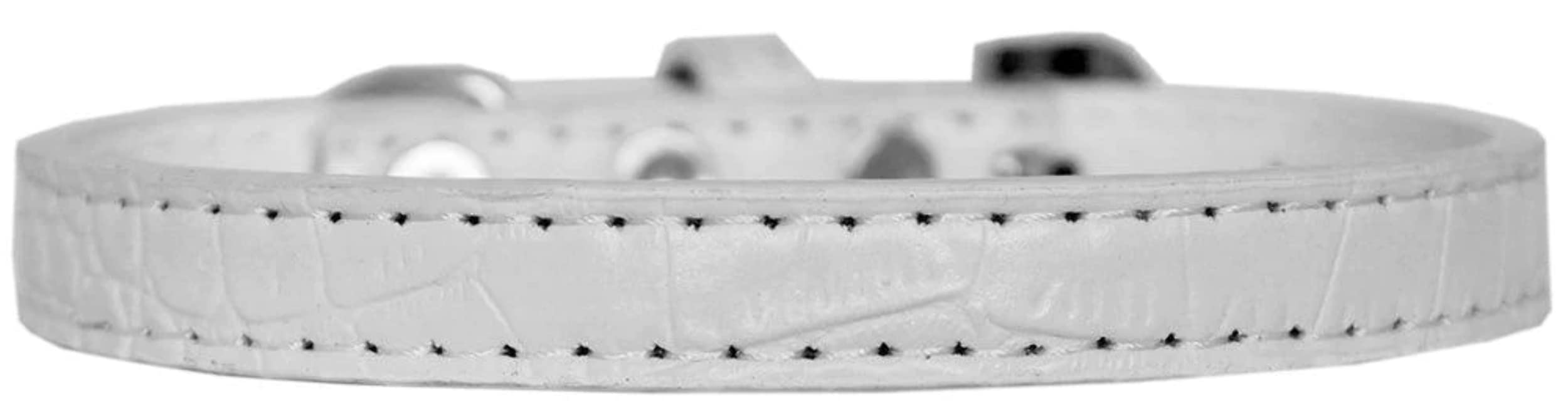 Dog, Puppy & Pet Designer Croc Collar, &quot;Wichita Plain 1/2&quot; Wide&quot; White 12