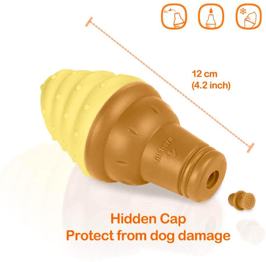Laroo Dogs Toys For Summer Cooling, Frozen Dog Toys, Full With Water Frozen, Prevention Of Heat Stroke Upgraded Teething Chew Toy (Dog Ice Cream Shape-Yellow).