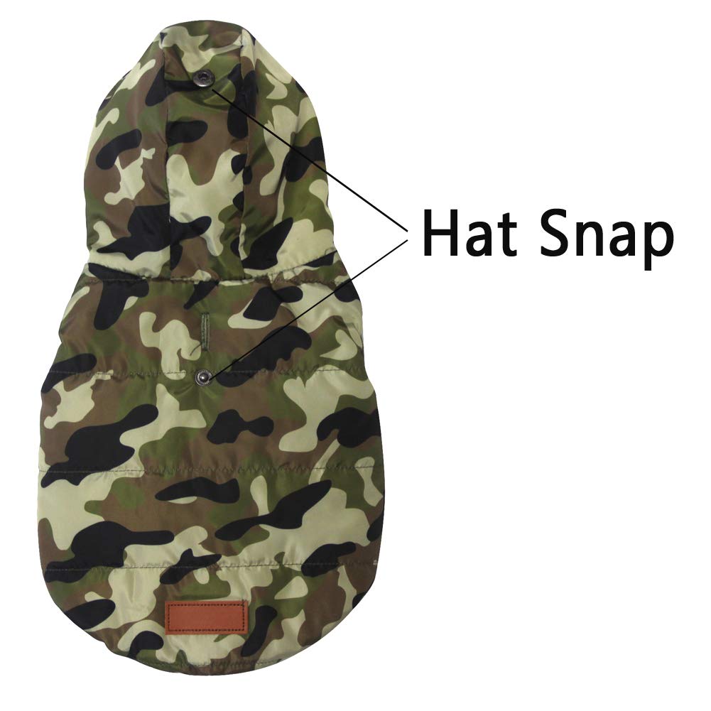 Vecomfy Fleece Lining Extra Warm Dog Hoodie In Winter For Small Dogs Jacket Puppy Coats With Hooded,Green Camo M