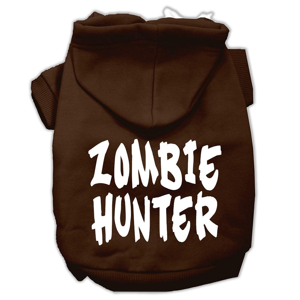 Halloween Pet, Dog & Cat Hoodie Screen Printed, &quot;Zombie Hunter&quot; Brown 3XL (25-35 lbs.)