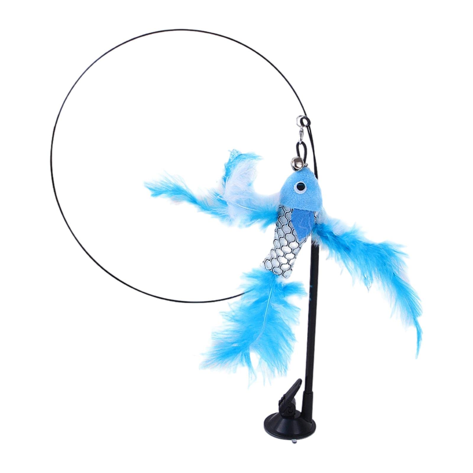 Ecomistiq Interactive Pet Toy Teaser Wand Funny Cat Stick Blue Flying Fish| Toys| Supplies |Pet