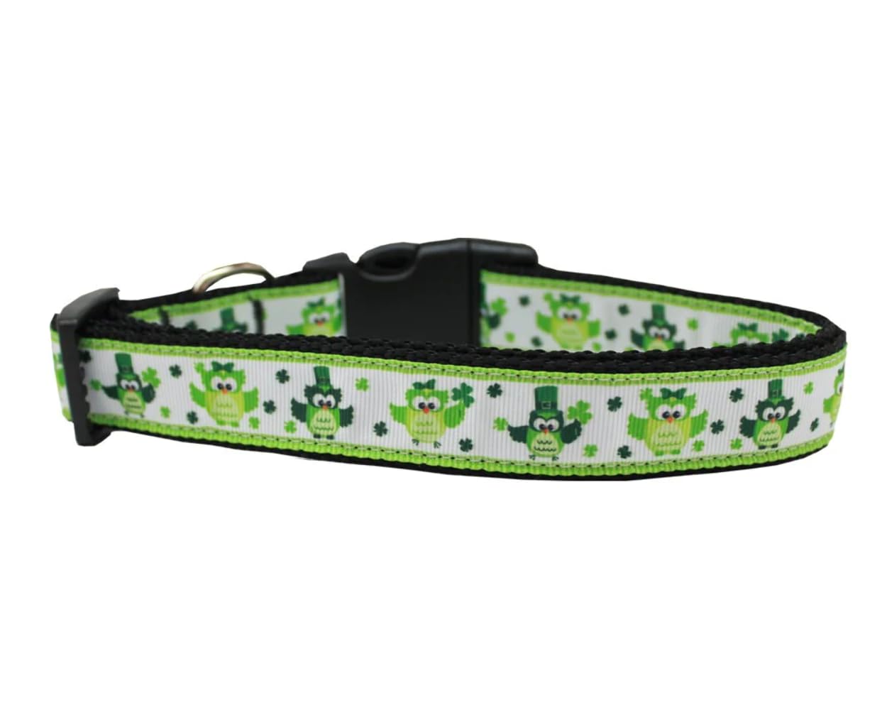 Pet Dog & Cat Nylon Collar or Leash, St. Patty's Day Party Owls SM Collar