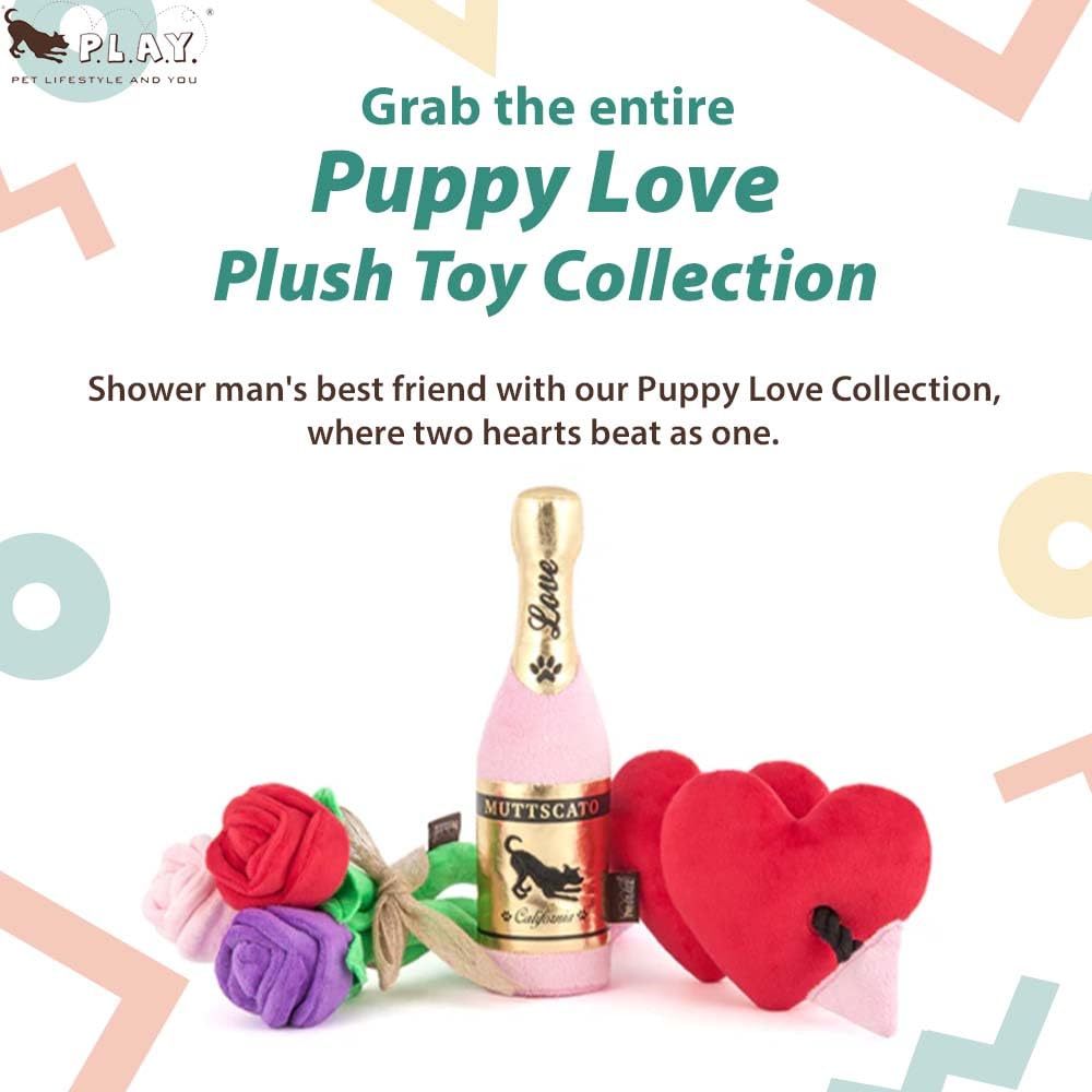 P.L.A.Y. Cute Plush Dog Toys - Puppy Love Valentine'S Day Themed Durable Squeaker Chew Toy, Great For Puppies & Small, Medium, L