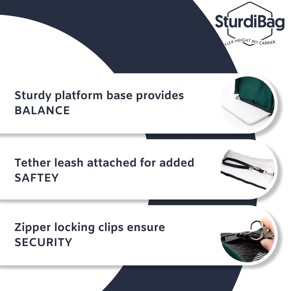 Sturdibag Xl Pet Travel Carrier: Flexible Height For Cat And Dog Soft Sided With Safety Clips And Seatbelt Straps | Smoke, 20''