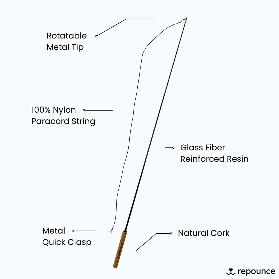Repounce Forever Stick - The Unbreakable Cat Toy Wand - All-In-One Cat Toy And Cat String Toy - Indestructible Cat Toys Feather