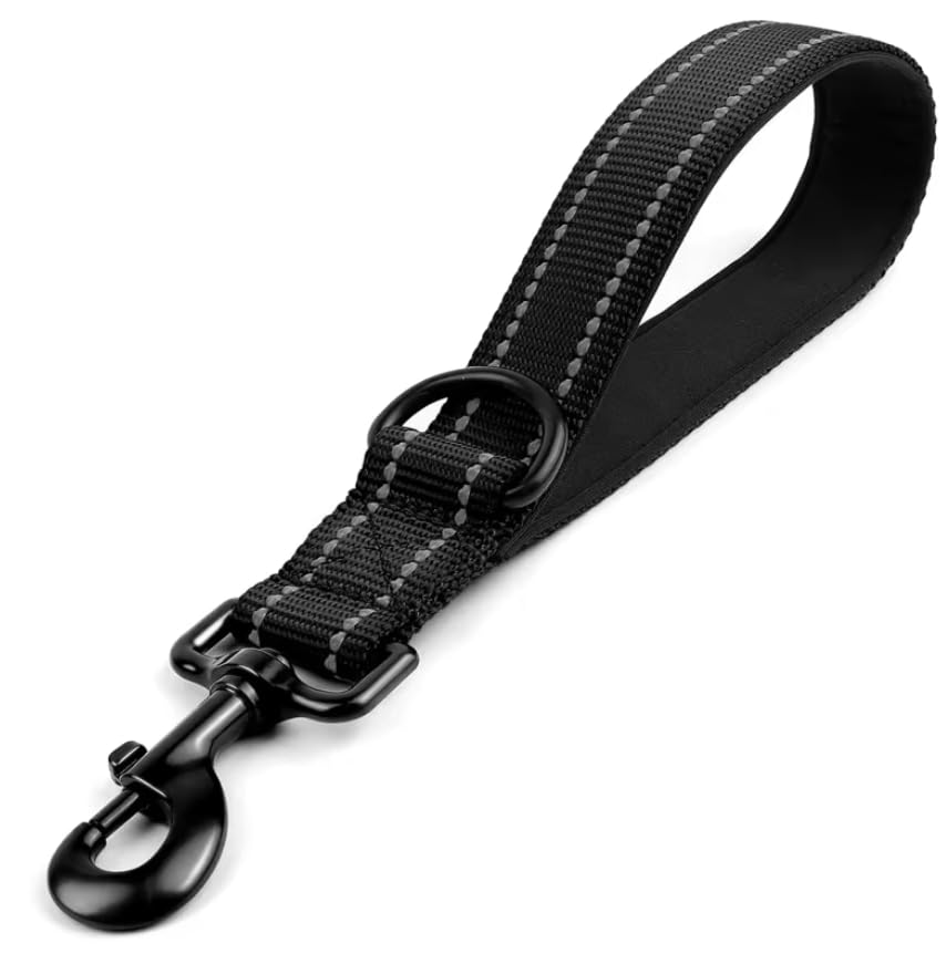 Heavy Duty Dog Leash, Reflective, Padded Handle, Up To 80 Lbs - 12'' 18'' 24'' (Black, Small)