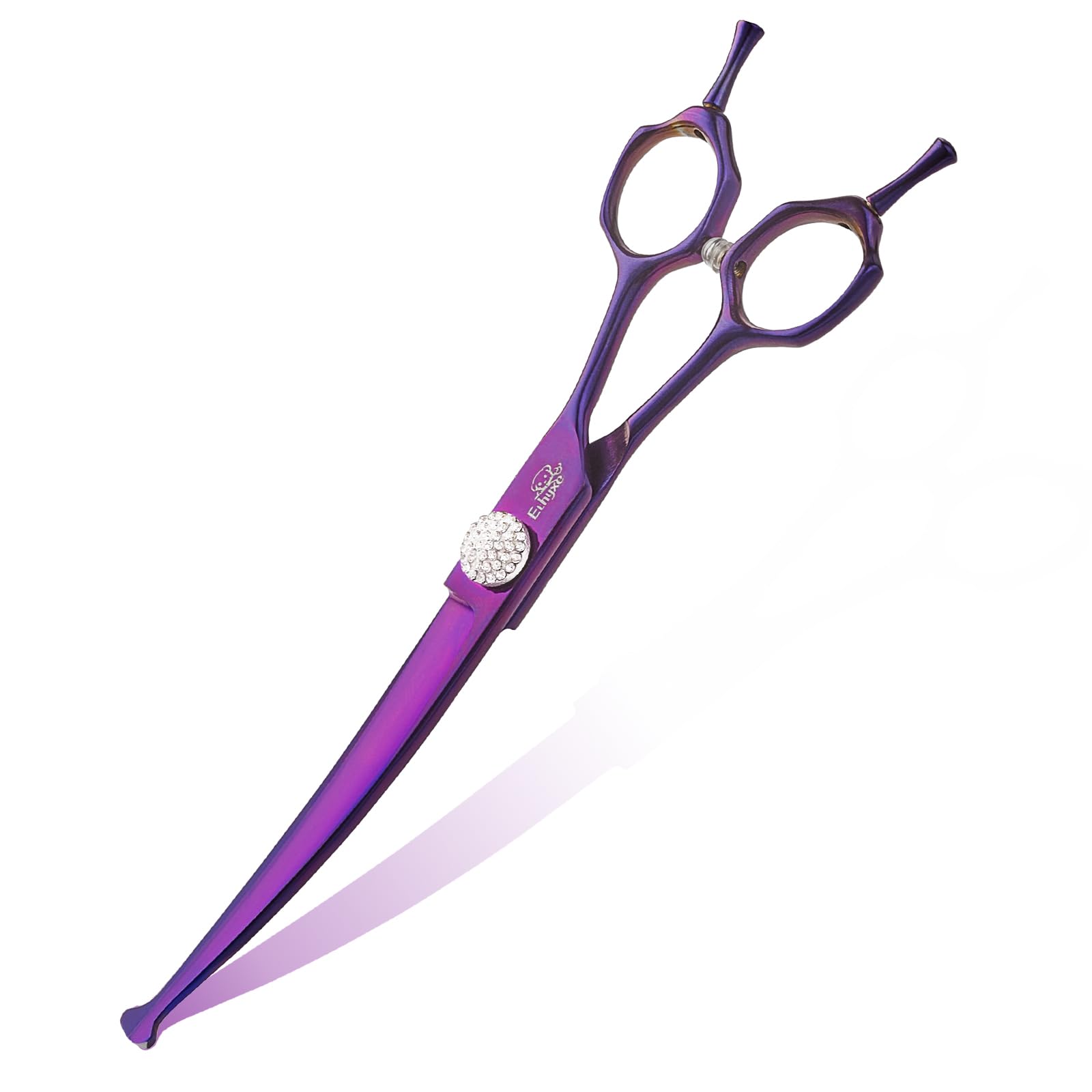 Ethyxe 7'' Curved Dog Grooming Scissors - Professional 440C Stainless Steel Pet Shears With Safety Round Tips And Sharp Blades F