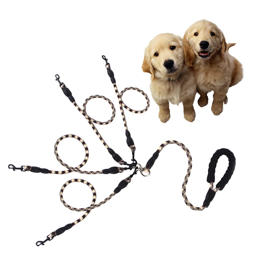 Four Dog Leash,Comfortable Four Dog Leash With Reflective,360 Swivel No Tangle 4 Dog Training Leash,For Large Medium Small Dogs 