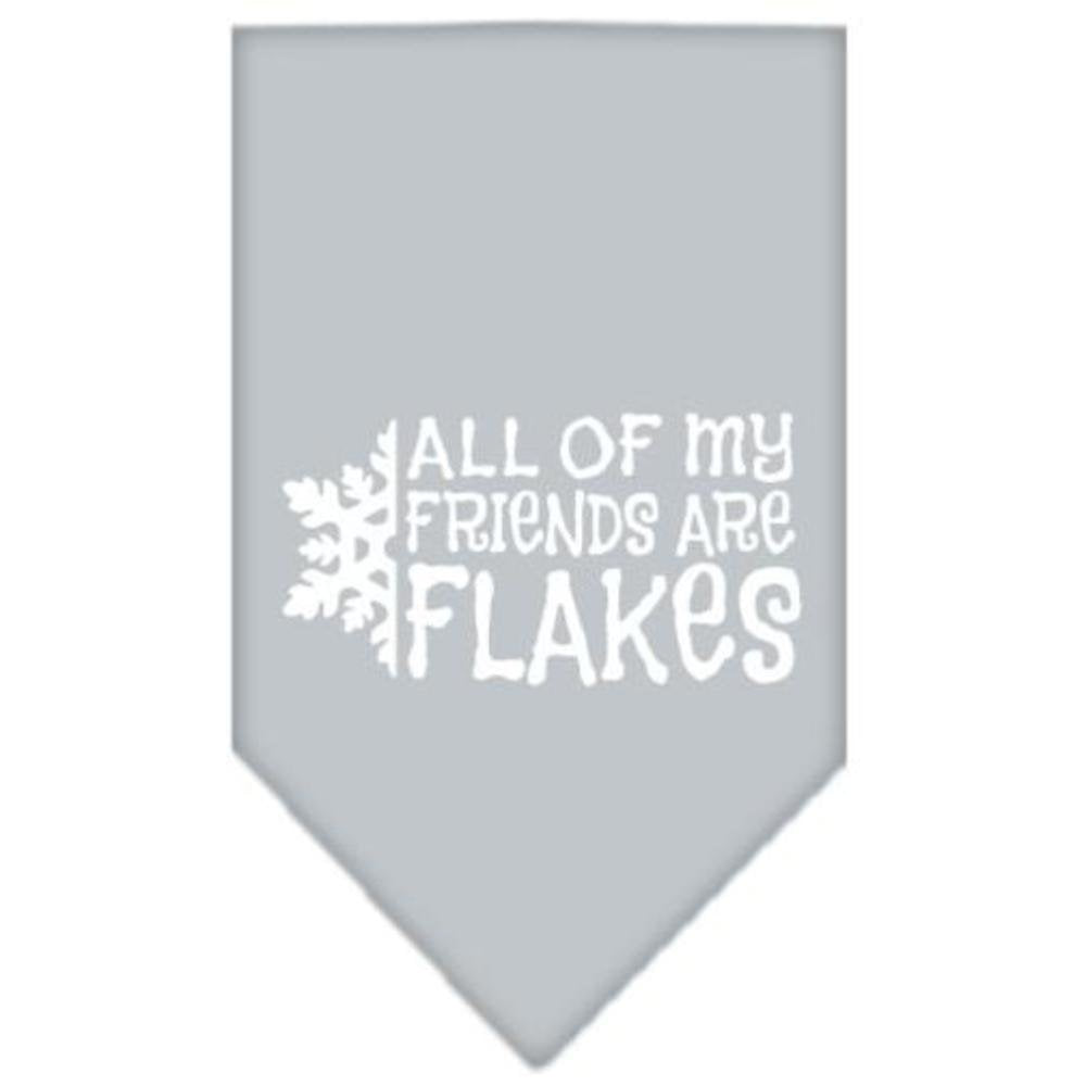 Christmas Pet and Dog Bandana Screen Printed, &quot;All Of My Friends Are Flakes&quot; Grey Small