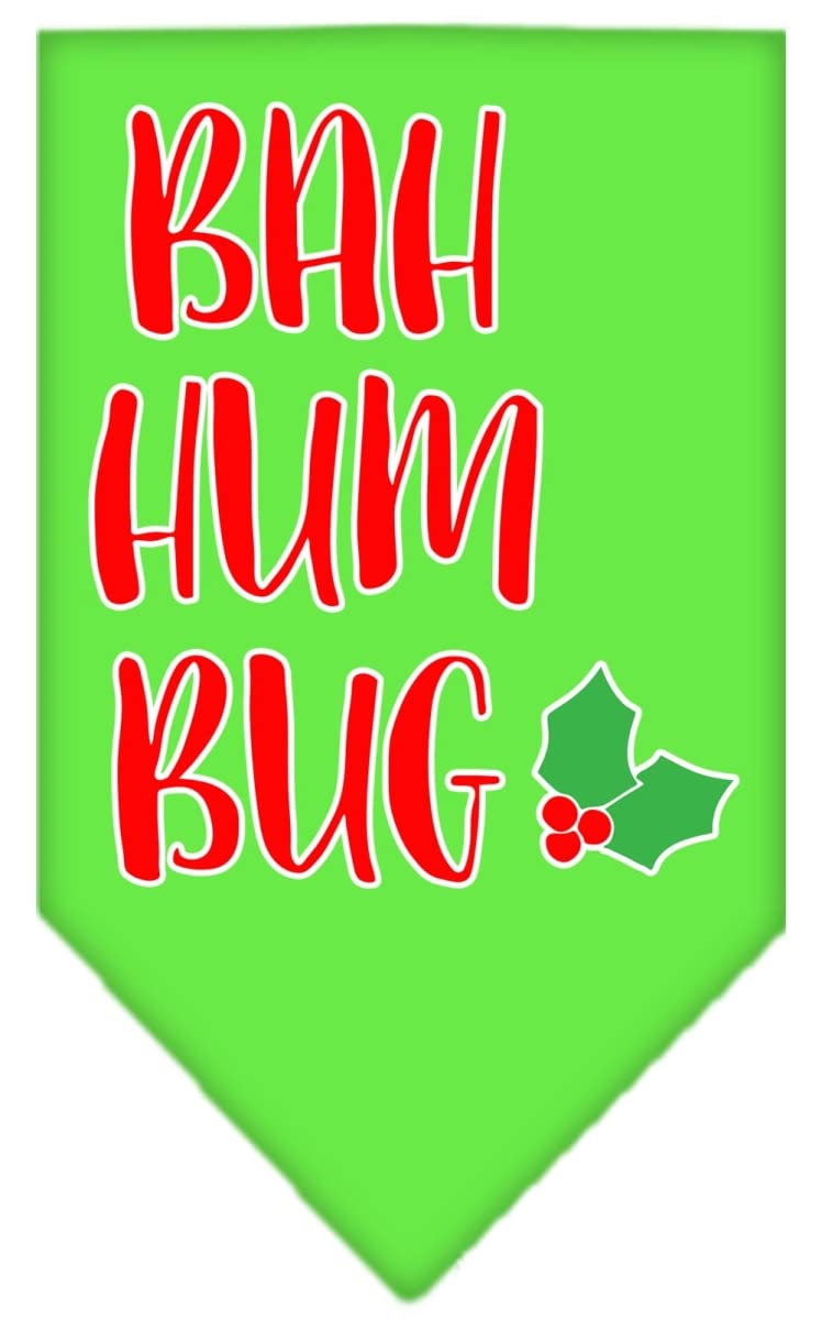 Christmas Pet and Dog Bandana Screen Printed, &quot;Bah Humbug&quot; Lime Green Small