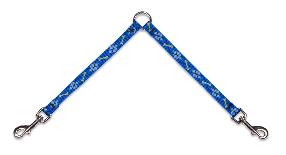 Coupler For Walking Two Small Dogs Together, 1/2' Wide Dapper Dog Design By Lupine, 18' Long