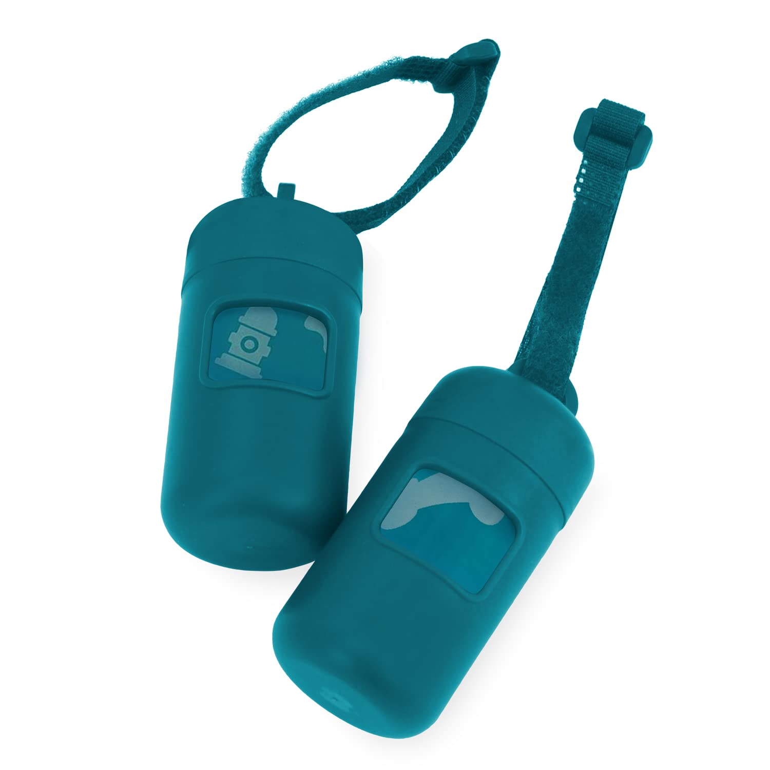 Best Pet Supplies Dog Poop Bag Holder Leash Attachment With 30 Bags, Reusable Dispenser For Travel, Walking, Park, And Outdoor Use, Durable With Clip-On - Turquoise, Pack Of 2