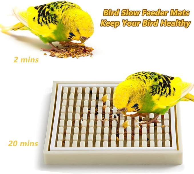 Parrot Foraging Toys, 2 Pcs Bird Feeder Foraging Mats, Interactive 2Pcs Bird Foraging Toys Puzzle to Increase Feeding Time Cage