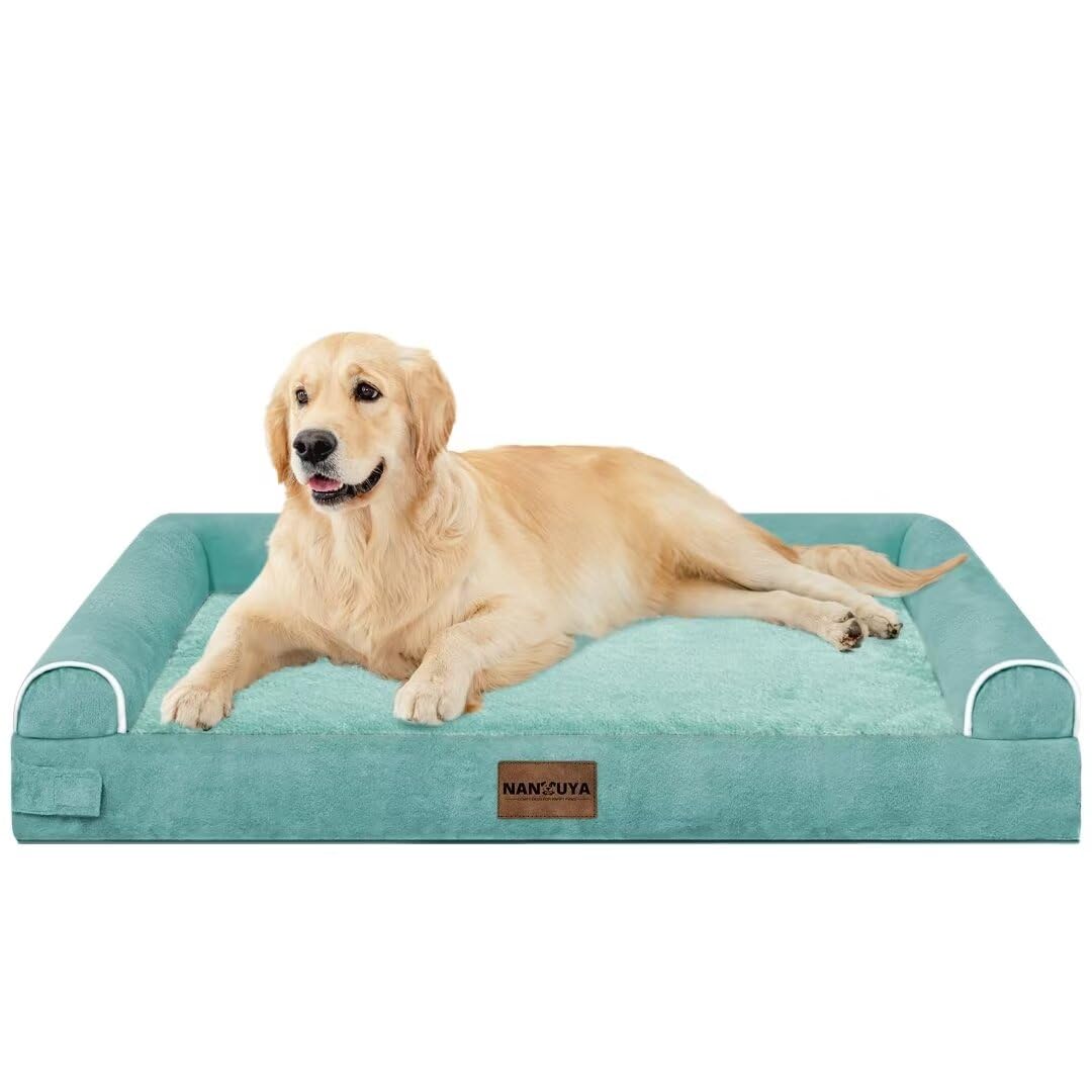 Large Dog Bed Orthopedic Washable: Beds Bolster Xl Bed Medium Large Dogs Egg Crate Foam Couch Sofa Waterproof With Removable Cover - Aqua Blue