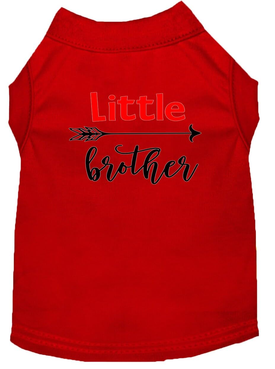Pet Dog & Cat Shirt Screen Printed, "Little Brother" Red LG (10-14 lbs.)