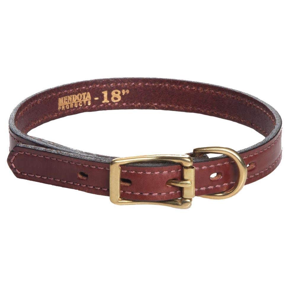 Mendota Pet Leather Standard Collar - Dog Collar - Made In The Usa - Chestnut, 1 In X 16 In