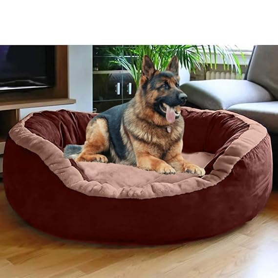 ZENIPUP Premium Fur 4XL Dog Bed for Large Dogs | Orthopedic Washable Pet Bed with Fiber Filling, AntiSlip Bottom & Calming Supp