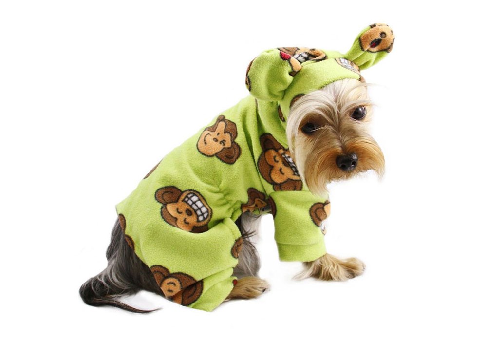 Klippo Silly Monkey Fleece Hooded Pajamas/Bodysuit/Loungewear/Coverall With Ears - Lime (X-Large)