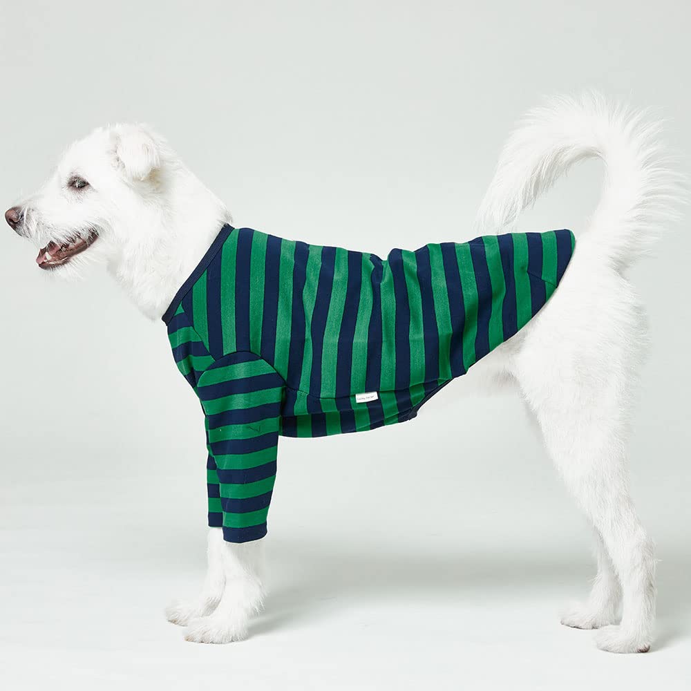 Lucky Petter Dog Cotton Shirts For Small And Large Dogs Rugby Striped T-Shirts Soft Breathable Dog Shirt Pet Clothes (2X-Large, Green/Navy)