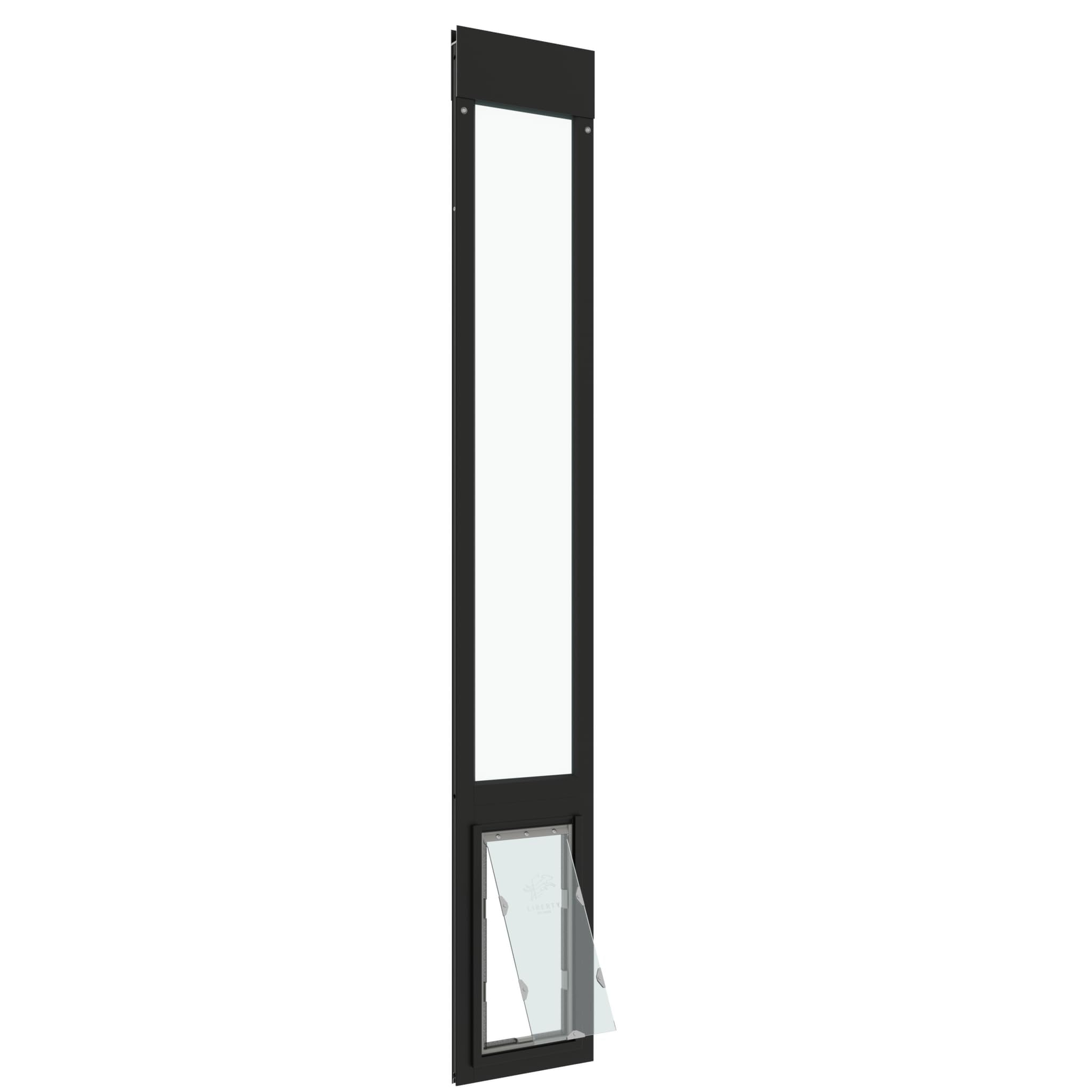 Liberty Pet Door For Sliding Glass Door | Aluminum Frame With Closing Cover | For Home & Rentals | Clear Glass | Black, Medium F