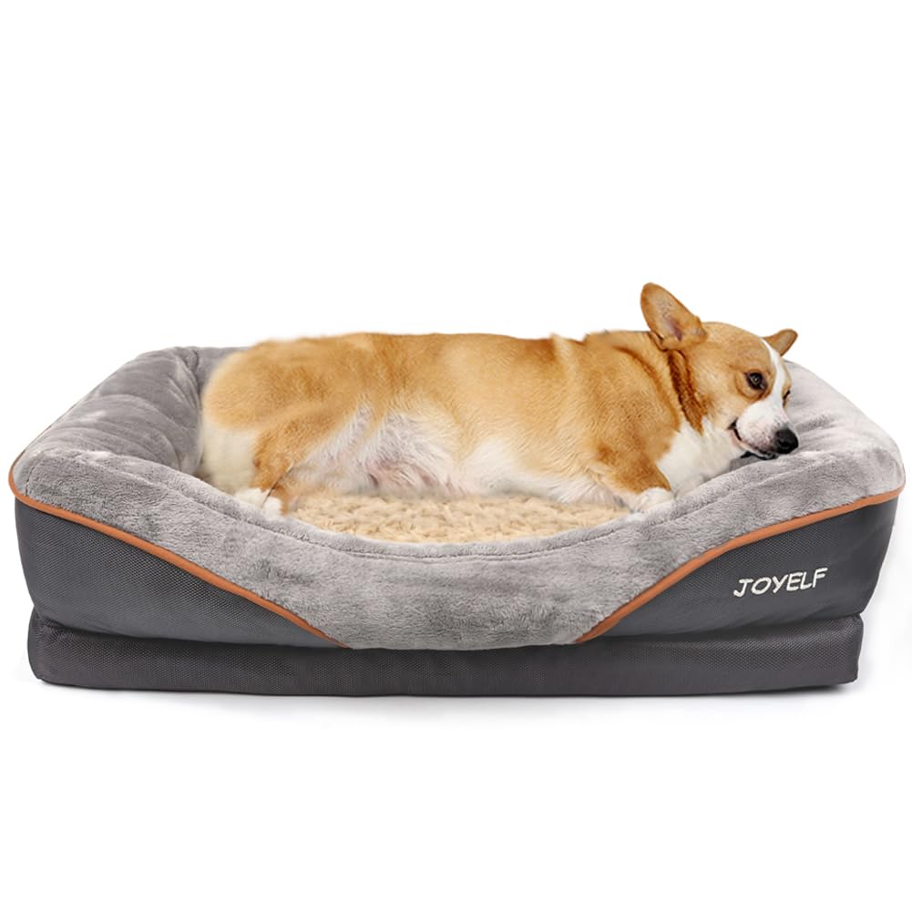 Joyelf Medium Memory Foam Dog Bed Orthopedic Dog Bed & Sofa With Removable Washable Cover And Squeaker Toy As Gift